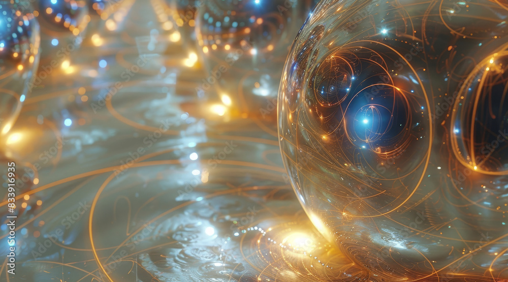 Poster multidimensional quantum alchemy, realistic. generative ai.