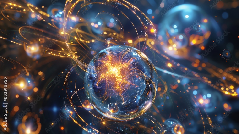 Poster multidimensional quantum alchemy, realistic. generative ai.