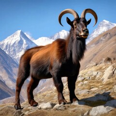 Fototapeta premium Majestic Mountain Goat in Himalayan Landscape