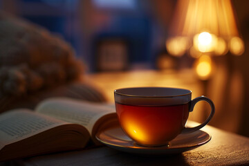 cup of coffee in night during study