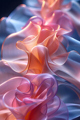 Obraz premium Beautiful colorful tulle fabrics as background, closeup