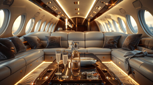 A Billionaire lifestyle focused on a private jet. Generative AI.