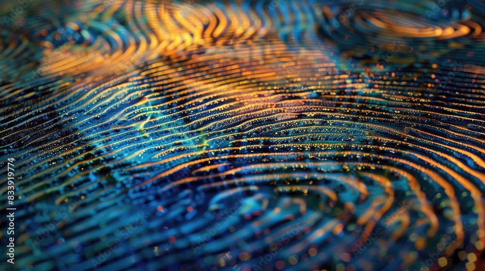Poster A detailed view of a human fingerprint on a flat surface, ideal for use in forensic or scientific contexts