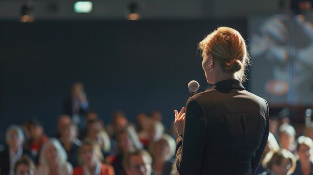 Empowering Female CEO Inspiring Audience with Keynote Speech at Corporate Conference