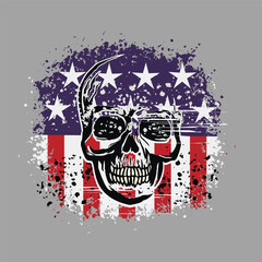 skull and flag of USA, grunge.vintage design t-shirts