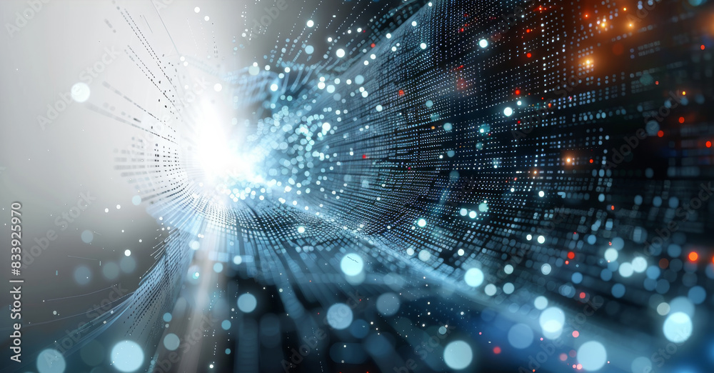 Aufkleber Digital background perfect for tech processes, neural networks, artificial intelligence, data transfer and encryption, digital archives, sound and graphic presentations, science. Generative AI.
