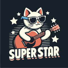 vector cool animals playing guitar t-shirt design concept