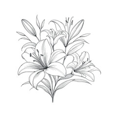 Flat design flower silhouettes and leaves floral element design vector template illustration