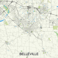 Belleville, Illinois, United States map poster art