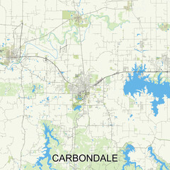 Carbondale, Illinois, United States map poster art