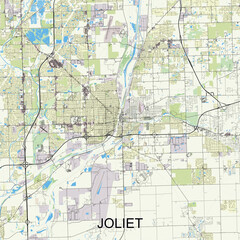 Joliet, Illinois, United States map poster art