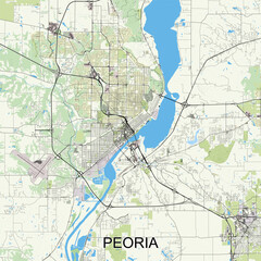 Peoria, Illinois, United States map poster art