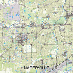 Naperville, Illinois, United States map poster art
