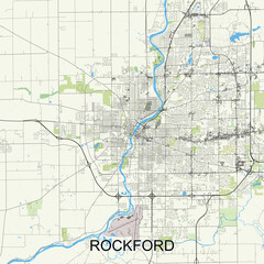 Rockford, Illinois, United States map poster art