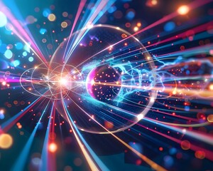 Fototapeta premium Electrons Flow Through a Futuristic Superconductor in Art
