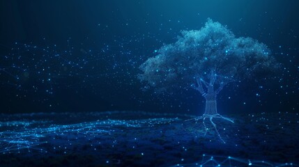 Fototapeta premium abstract digital tree backdrop, copy space, place for text