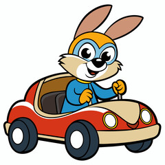 Rabbit racer driving a car vector illustration