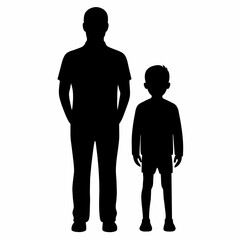 Father and son full body vector  silhouette
