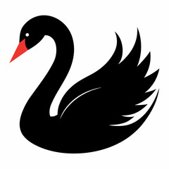 Swan vector silhouette on white background 