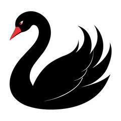 Swan vector silhouette on white background 