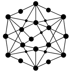 Grid of connections, lines and dots randomly placed and connected vector silhouette 