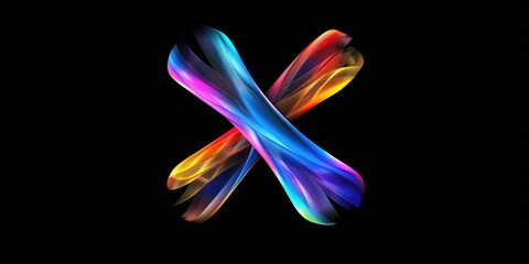 Fototapeta premium Close-up shot of a letter 'x' composed from multiple colorful ribbons
