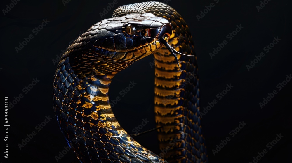 Aufkleber a close-up shot of a snake's face on a dark background, great for use in presentations or designs ab