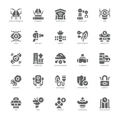 Future Technology icon pack for your website, mobile, presentation, and logo design. Future Technology icon glyph design. Vector graphics illustration and editable stroke.