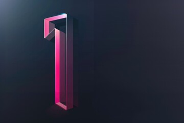 A single digit one made up of pink and blue colors on a black background
