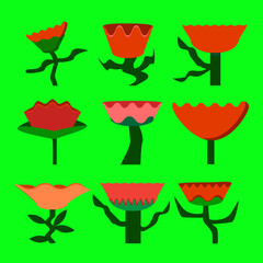 SET OF FLOWER DESIGNS FOR STICKERS, TAG, BRANDING AND PACKAGING