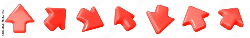 Aufkleber 3d set of red click cursor icon. mouse arrows pointing in different directions. stock vector illustr