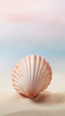 Seashell on Sandy Beach for Thanksgiving Decor Generative AI