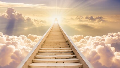 stairway through clouds leading to heavenly light - Powered by Adobe