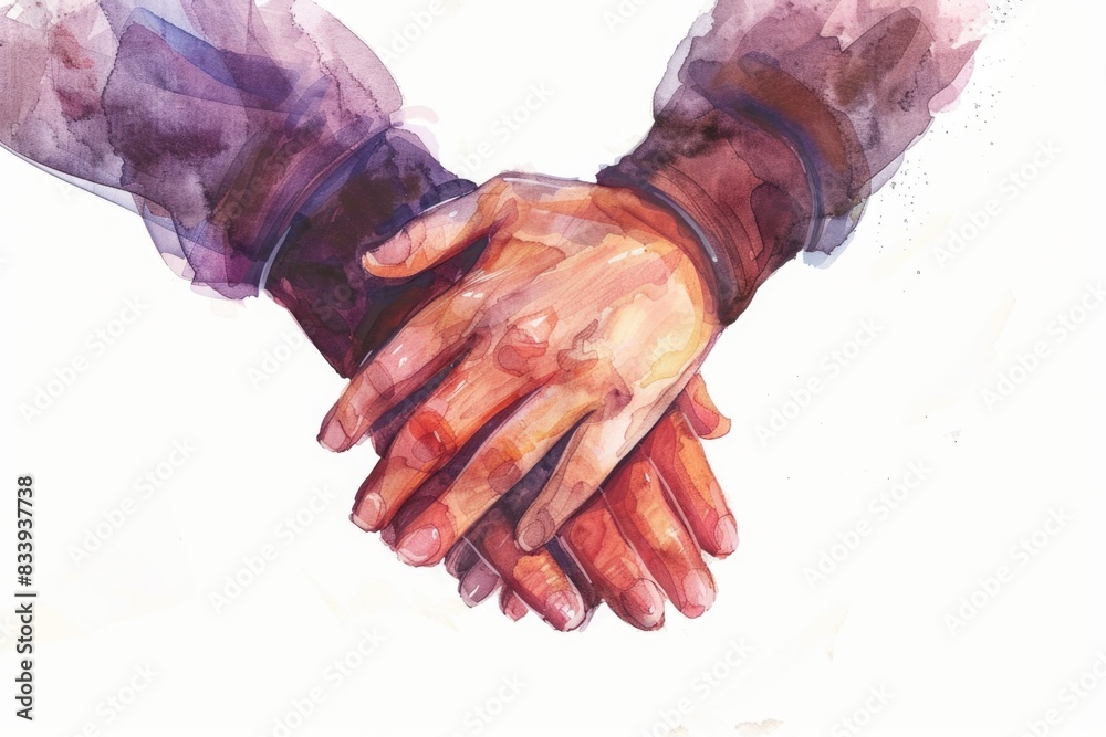 Aufkleber two human hands clasped together in a symbol of unity and friendship