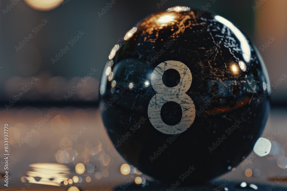 Poster a single green pool ball with the number 8 displayed prominently