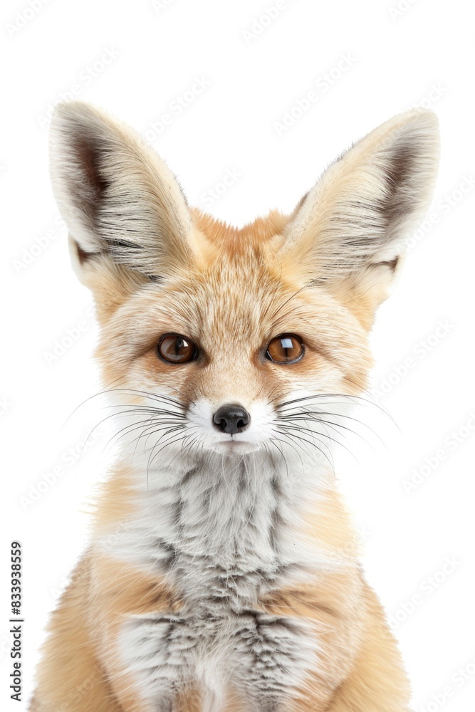 Aufkleber close-up photo of a fox's face on a white background, suitable for use in wildlife or nature-themed 