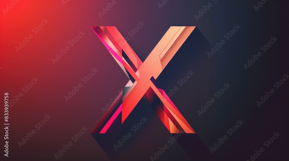 Poster a simple design featuring a red and pink 'x' logo set against a dark background