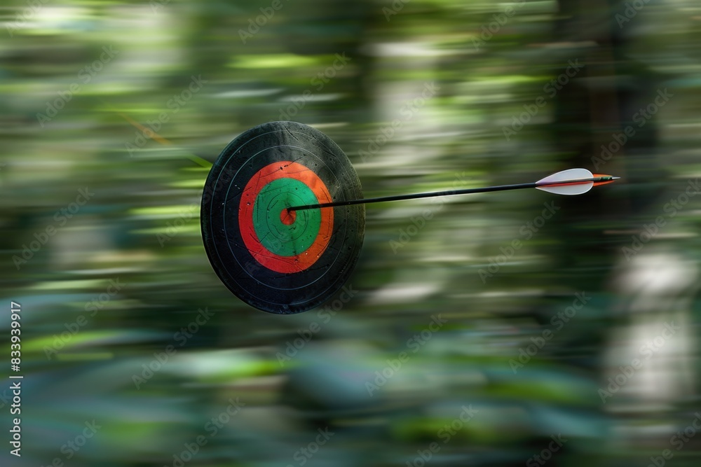 Aufkleber A blurred image of a target with an arrow pointing towards the center