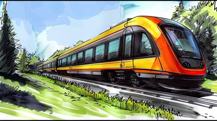 Fototapeta premium Colorful train on a railway