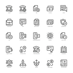 Banking and Finance icon pack for your website, mobile, presentation, and logo design. Banking and Finance icon outline design. Vector graphics illustration and editable stroke.