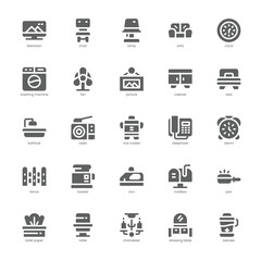 Home Furniture icon pack for your website, mobile, presentation, and logo design. Home Furniture icon glyph design. Vector graphics illustration and editable stroke.
