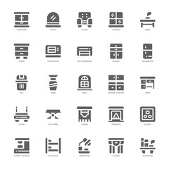 Home Furniture icon pack for your website, mobile, presentation, and logo design. Home Furniture icon glyph design. Vector graphics illustration and editable stroke.