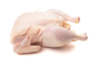 A Fresh Whole Raw Chicken Isolated on a White Background