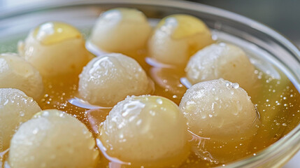 close up of a bowl of ras gulay