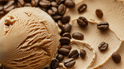 coffee beans and chocolate ice cream