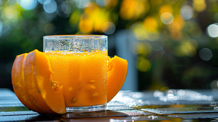 orange juice in a glass of water