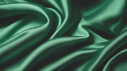 Obraz premium Abstract Background Green Silk Fabric Texture, Luxury Cloth, Liquid Wave With a transparent background