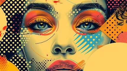 Obraz premium A woman's face with a lot of makeup on it
