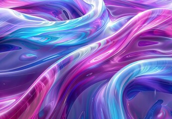 Wavy Abstract Landscape in Pink, Purple, and Blue

