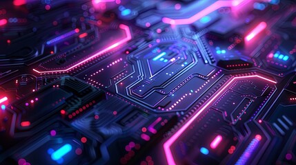 Obraz premium A close up of a circuit board with many small lights on it